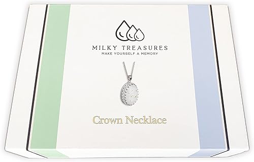 Miniatura 6 de Milky Treasures Collar de corona, kit de fabricación de joyas de leche materna  Colgante de plata de ley 925 de 0.709in  Recuerdo de lactancia