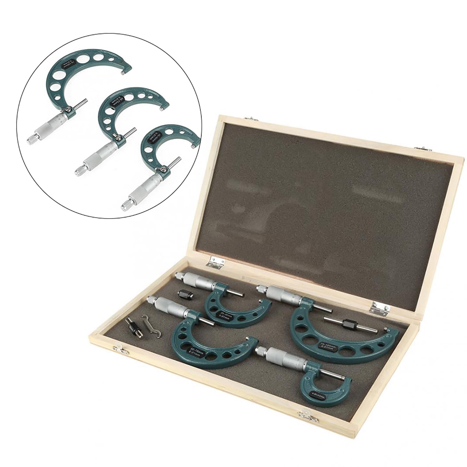 Set Di Micrometro Esterno Spessore 0–100 Mm Misuratore Di Spessore Per Applicazioni Industriali