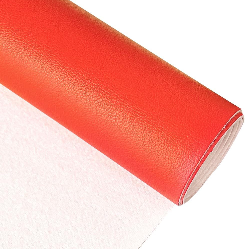 Faux Leather Fabric 1 Yard 54" x 36" Soft Solid Color Crafts Material 0.9mm Thick Perfect for Upholstery Covers, Bags, Leather Clothing and Accessories (Orange)