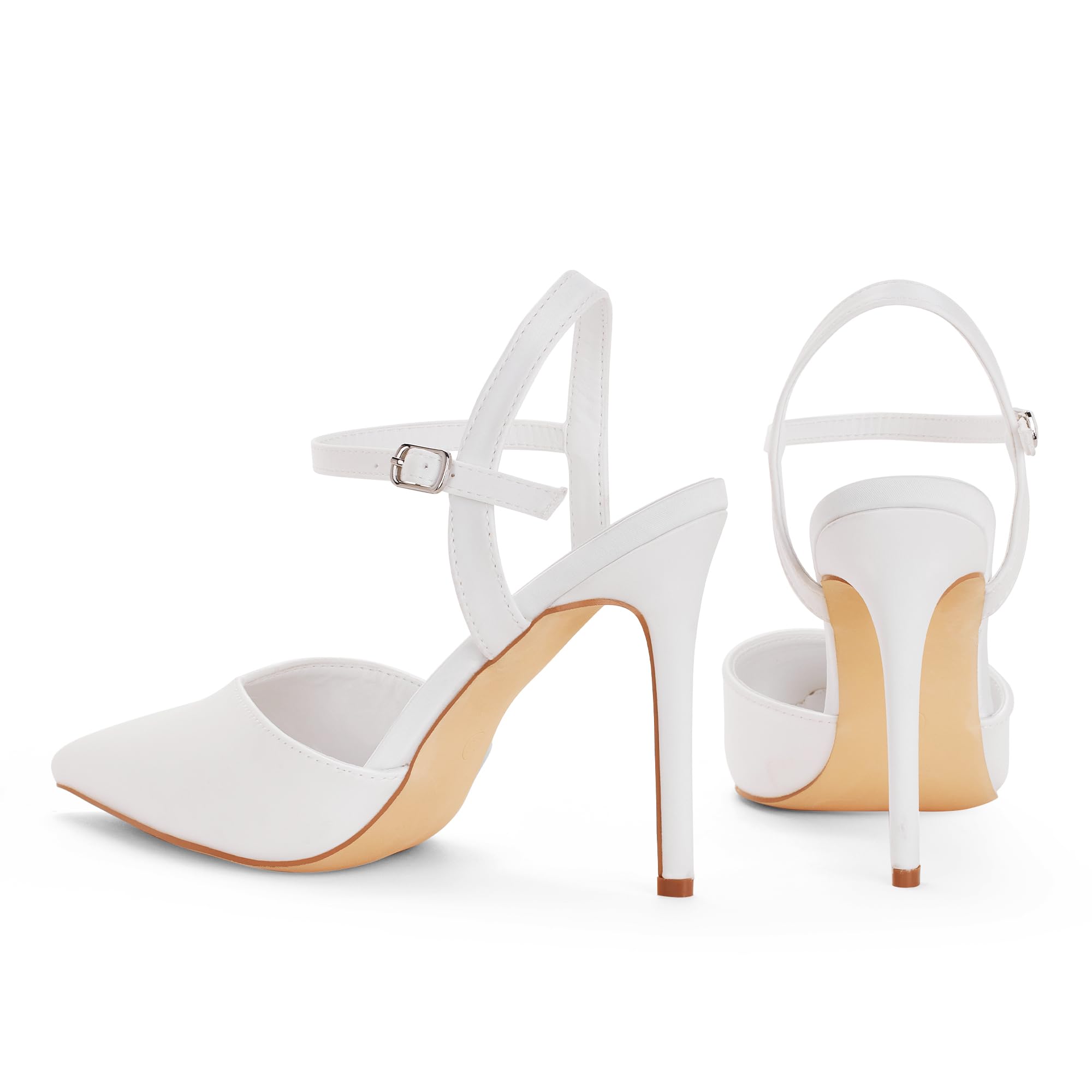 GENSHUO Elegantes Tacones Altos con Punta Puntiaguda y Stiletto de 10 cm, Zapatos de Mujer Sexy con Correa en el Tobillo para la Noche