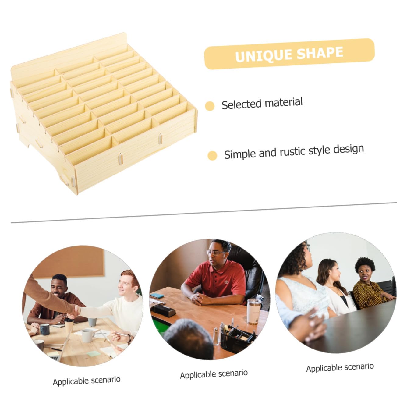 SHINEOFI Organizador de Escritorio de Madera Alta Capacidad de Carga 30 Compartimentos para Almacenamiento y Organización y Diseño Rústico en Sala de Estar o Oficina