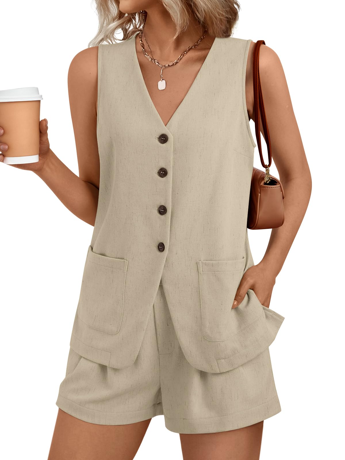 AUTOMET Summer Sets for Women Two Piece Vacation Outfits Short Set Button Down Business Casual Dressy 2 Piece Clothes 2026