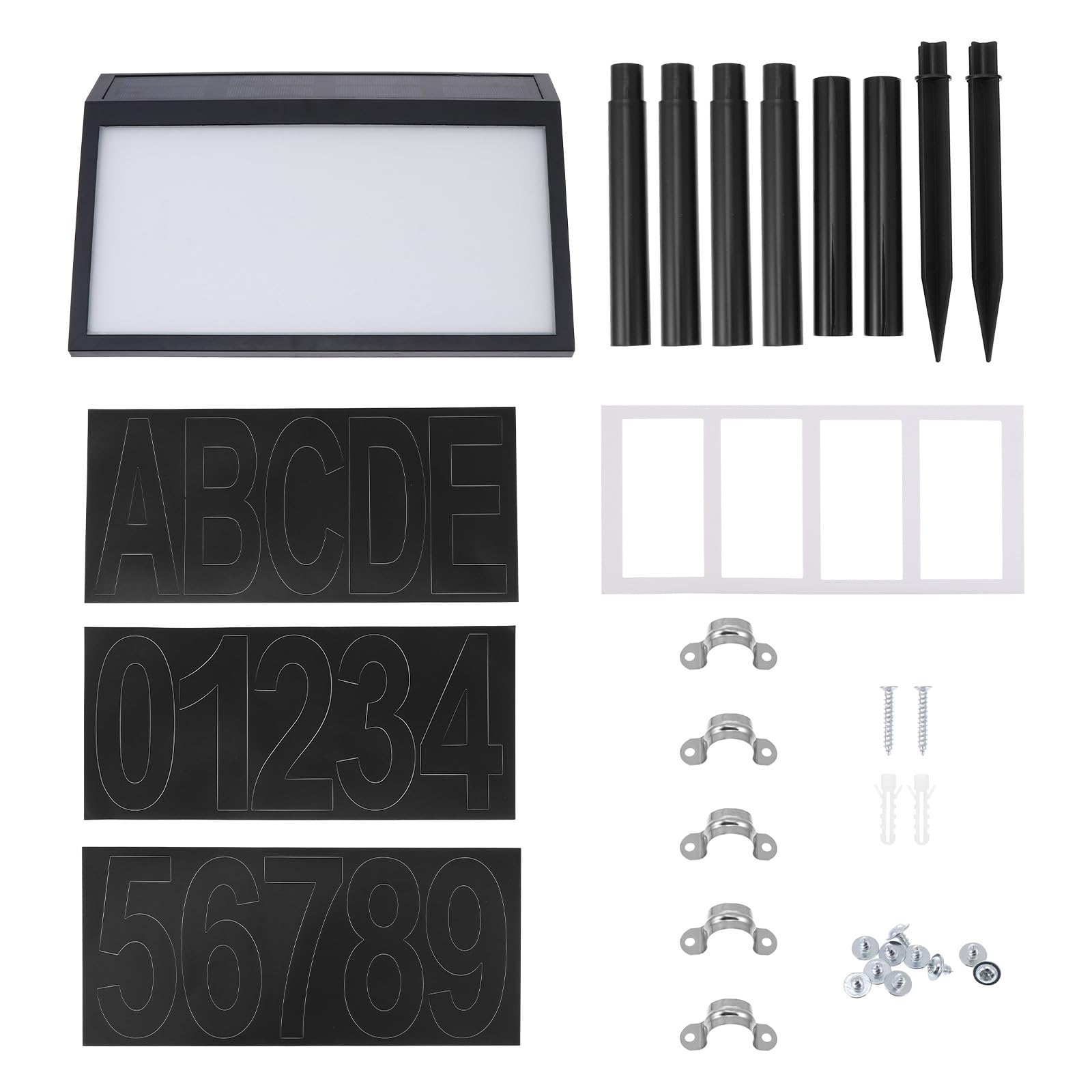 TEHAUX Luce Solare Porta Numero da Terra 10 Led, Materiale Abs e Pc, Illuminazione Automatica per Insegna Indirizzo Esterno, Kit per Ristorante o Fioreria