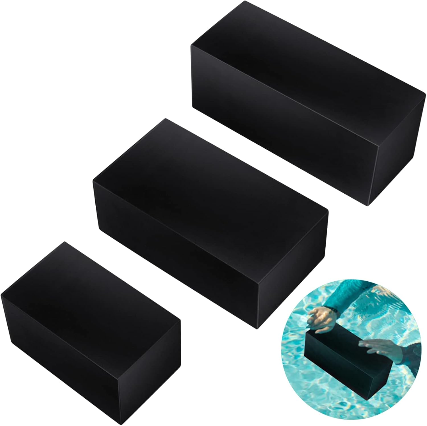 Sratte 3 Pcs Rubber Diving Brick 10/7/3 Lbs Safety Water