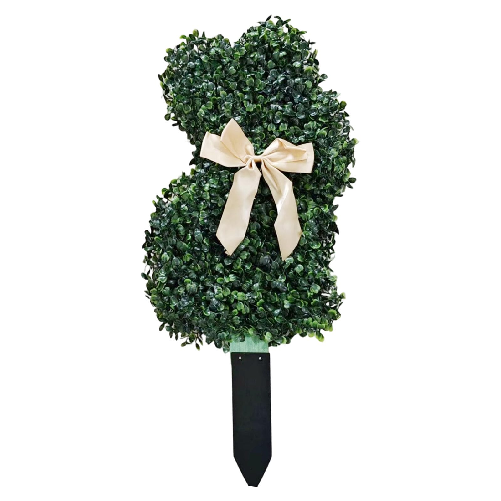 Lièvre de Pâques topiaire artificiel pour en finir avec les plantes qui flétrissent sur le porche