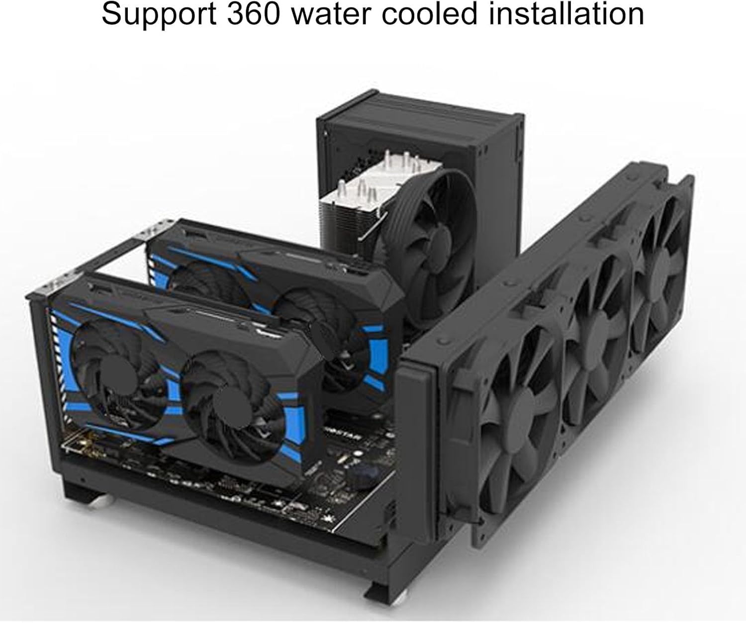 ATX Computer Case, Micro ATX Case for ATX,M ATX, ITX Motherboards,360 Water Cooling, etc, Open PC Case Frame with Handle can Stand or Lie, Powerful Cooling Steel Plate