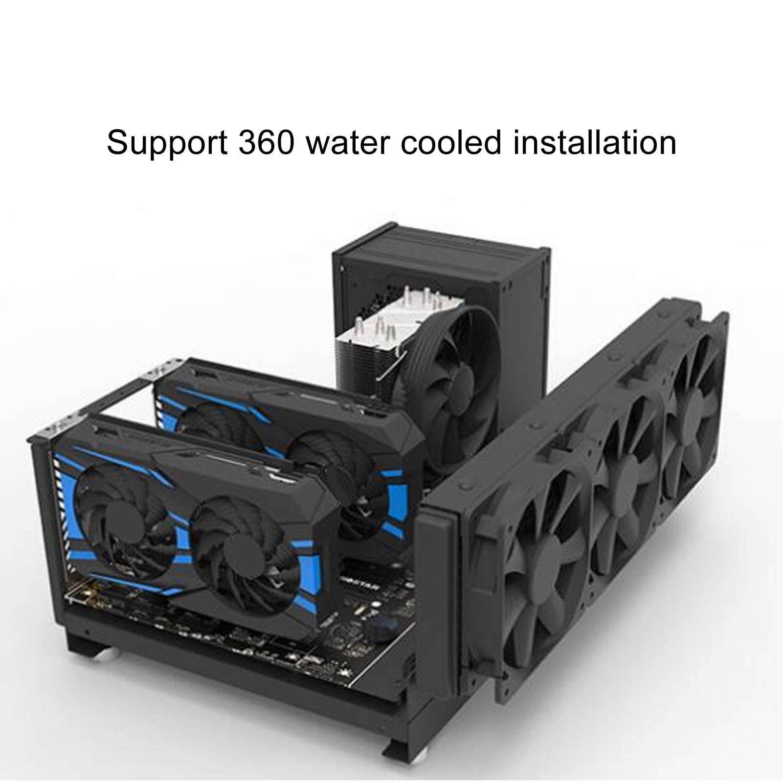 Goshyda Potente Raffreddamento Fai da Te Rack per Scheda Madre Computer, Custodia per PC da Gioco ATX M ATX ITX a Telaio Aperto con Maniglia, Supporta Raffreddamento Ad Acqua a 360 Gradi e Scheda