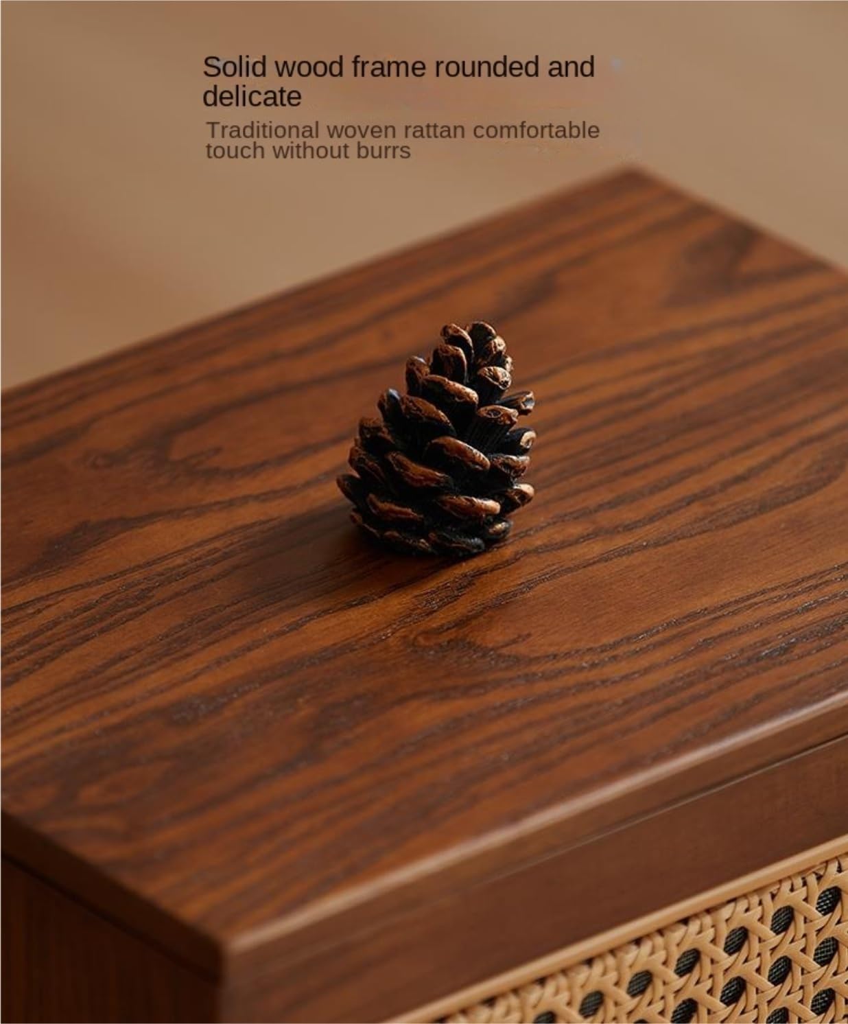 Cubo De La Basura Casa Cubo De Basura con Tapa Madera Ratán For Baño O Dormitorio, Cesta Grande For Papelera Reciclaje