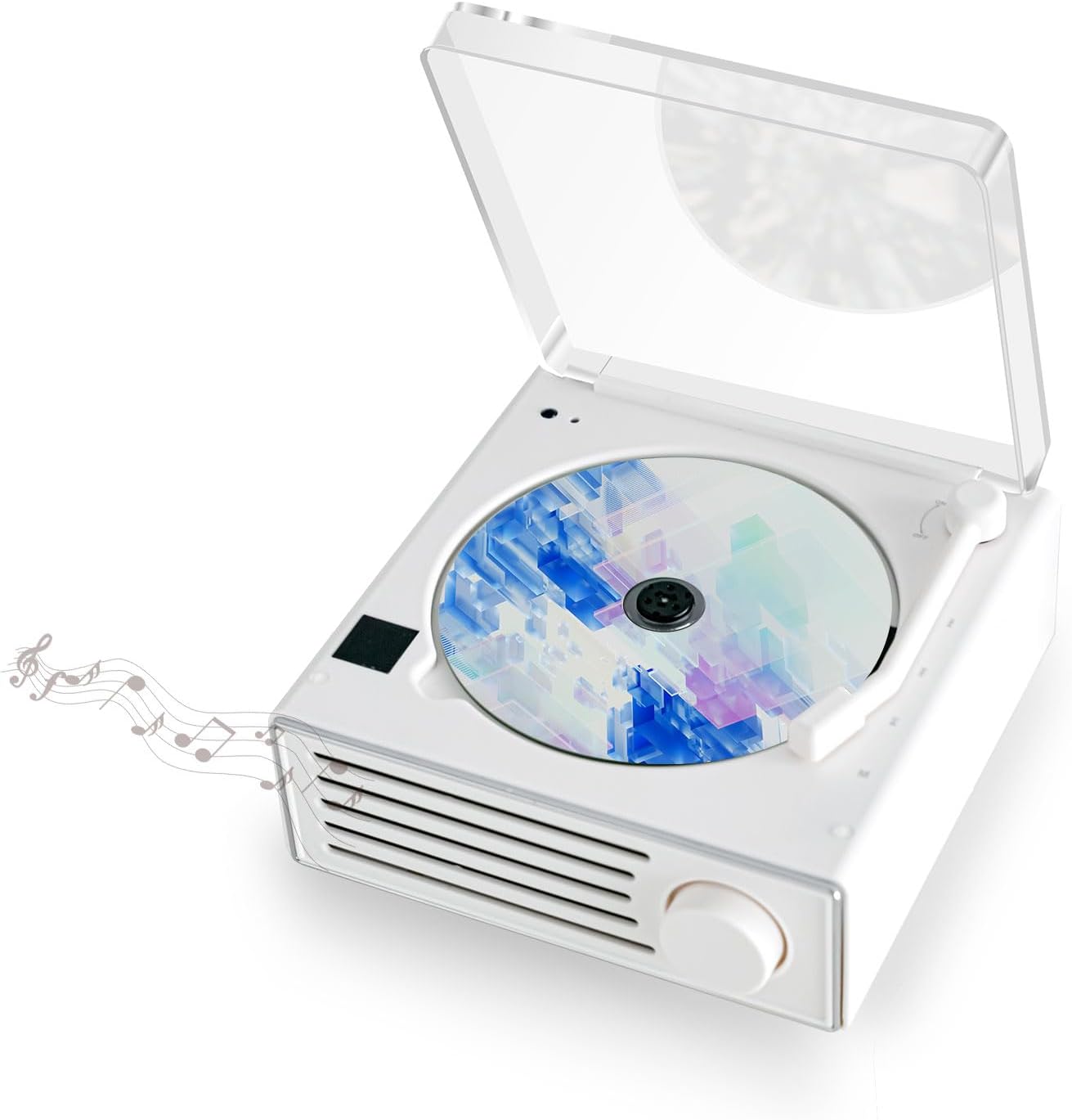 Vintage CD Player with Bluetooth & Type-C – Lossless Audio, 4000mAh Battery, Anti-Skip Protection for Bedtime Stories/Prenatal Education (White)