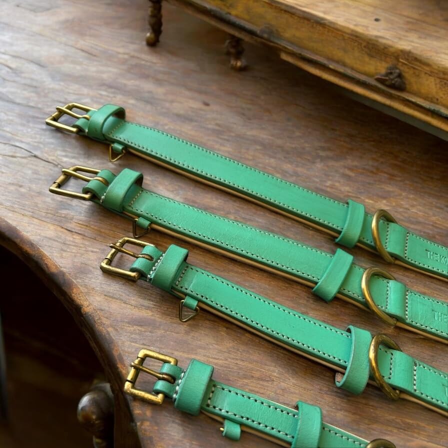 Image of High Graded Premium Leather Dog Collar- Dog Collar for Large Dogs, Dog Collar for Med, Dog Collar Belt (Green, Size Neck - Large (18.5-22.5 Inch))
