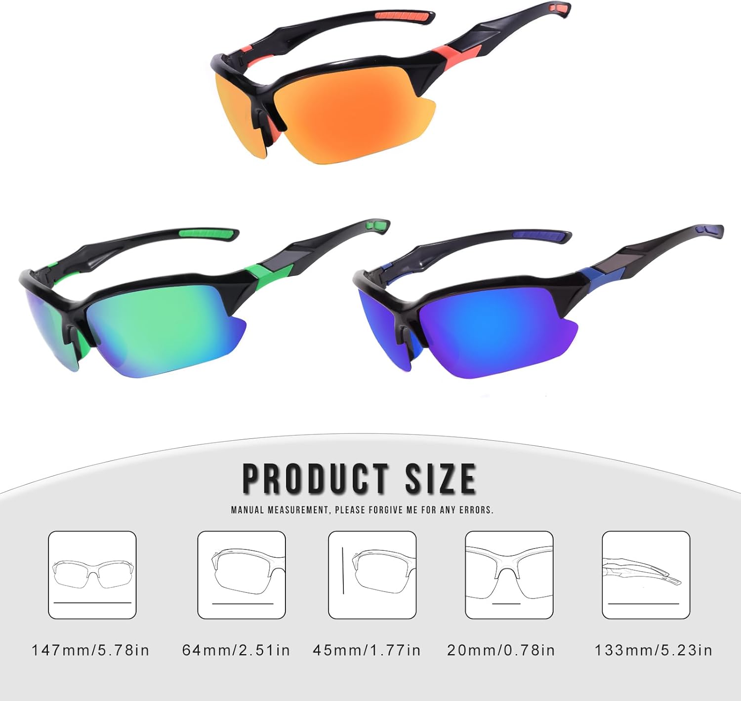 MALIDAK Polarized Sunglasses Men, Cycling Sun Glasses for Men Womens Youth, UV400 Protection Sports Sunglasses for Baseball - Image 7