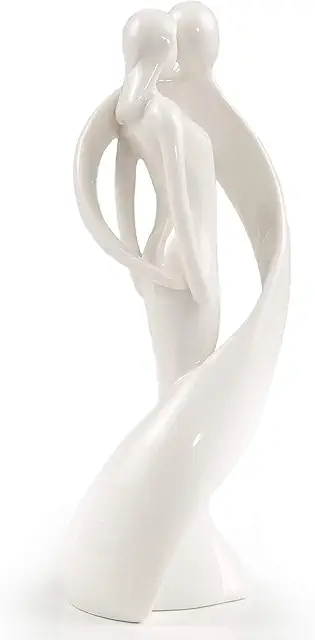 White Porcelain Asian Figurine - Mopec Y573 Couple Fusion Ornament