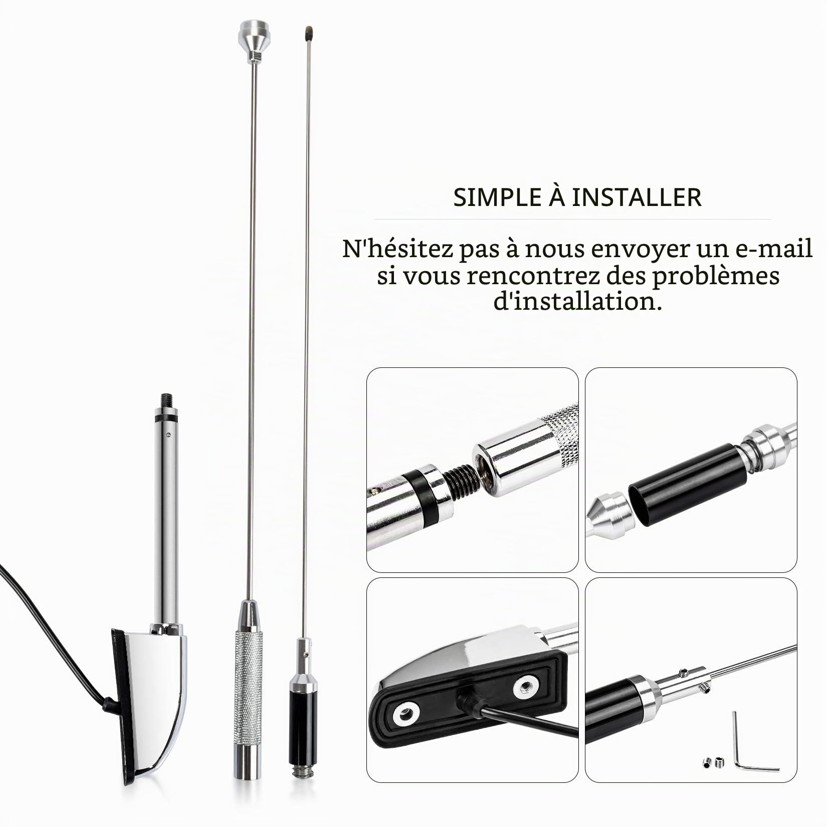PSLER® Kit Antenne de Moto, FM / AM Réception Radio Aérienne pour Goldwing GL1800 GL1500 2001-2017