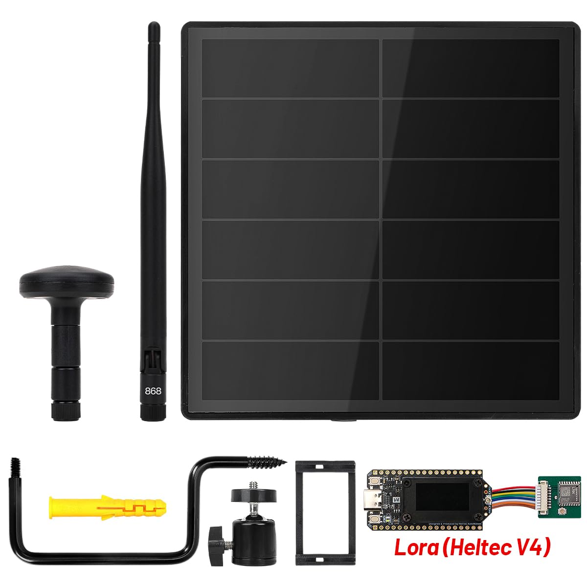 KEEPTEEN D5L-H3 Solar LoRa Mesh Tracker Kit with 5W Solar Panel Built in Heltec ESP32 V4 LoRa Board, Compatible with Meshtastic/Meshcore, Mushroom GPS, 868MHz Antenna, WiFi BLE