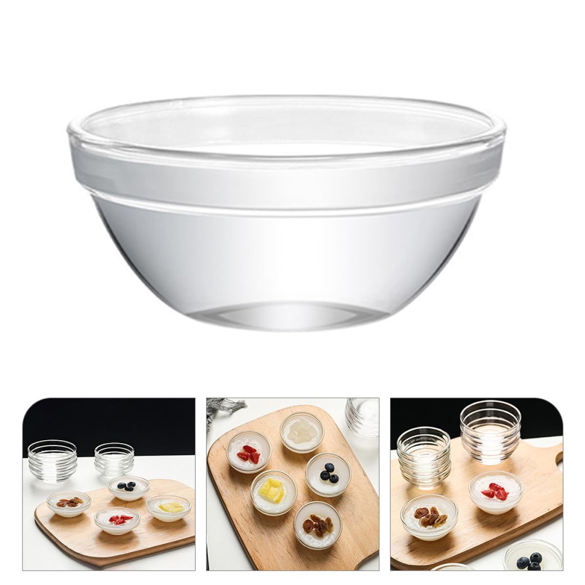 Set da 10 Ciotole Impilabili in Vetro per Dessert e Macedonia Coppette Monoporzione da 45 Ml Coperchio, Perfette per Gelatine e Snack