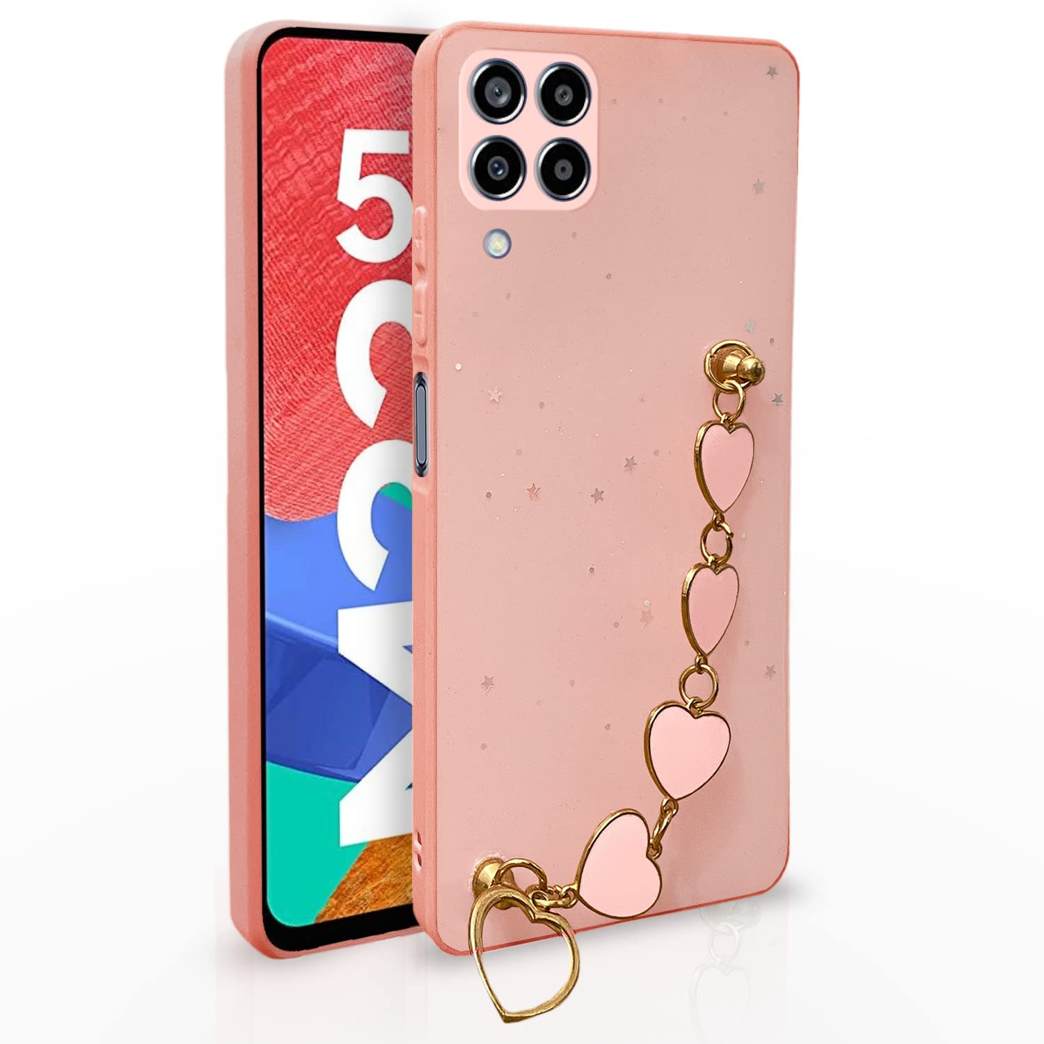 Pikkme Samsung Galaxy M33 5G Back Cover for Girls | Heart Shaped Metal Chain Blocks | Sparkling Soft TPU | Case for Samsung Galaxy M33 5G (Pink) (B0BY86R9C5) Amazon Price History, Amazon Price Tracker