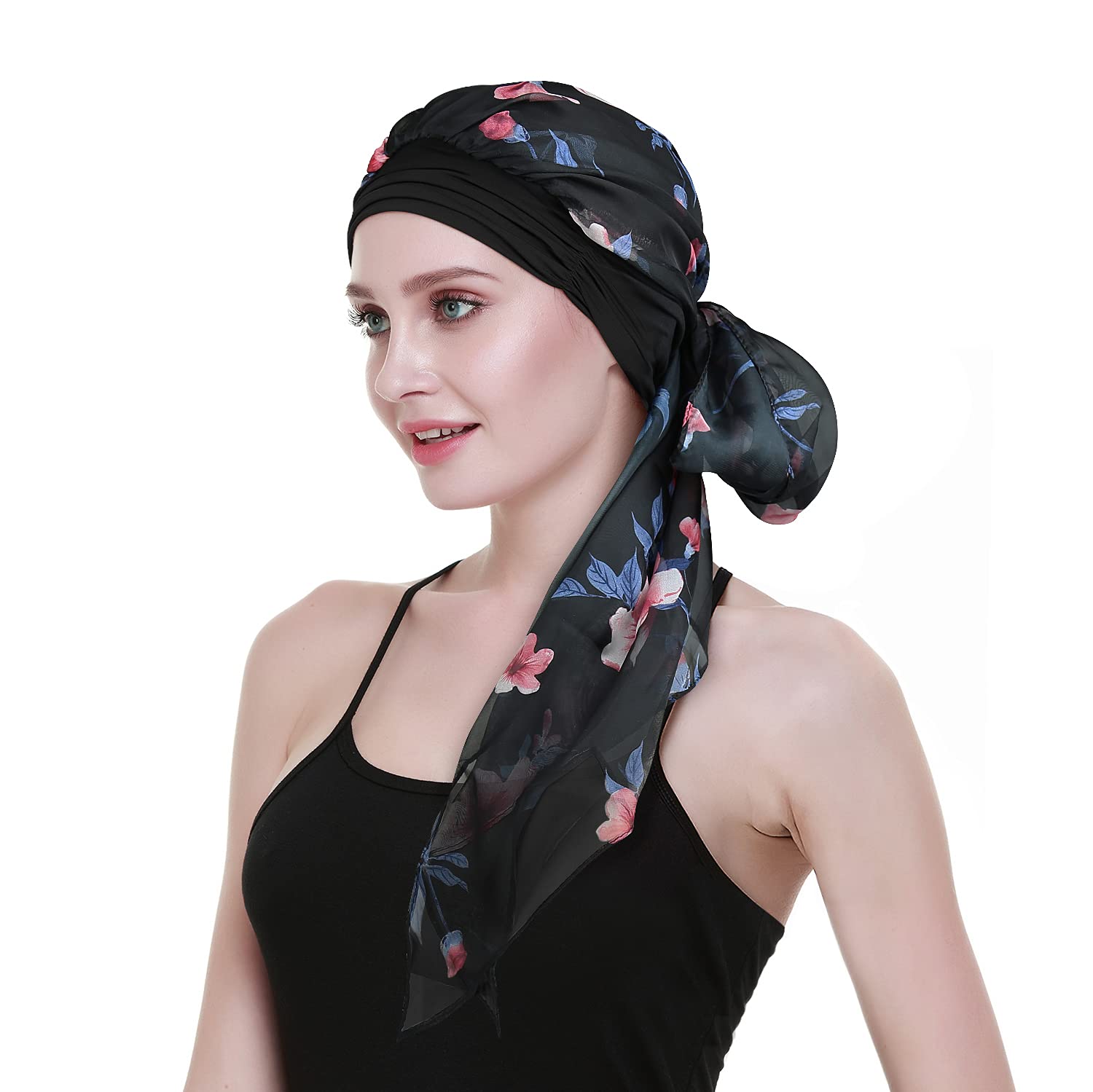 Turban Head Wrap for Women Chemo Bamboo Hats for Cancer Both Burgundy