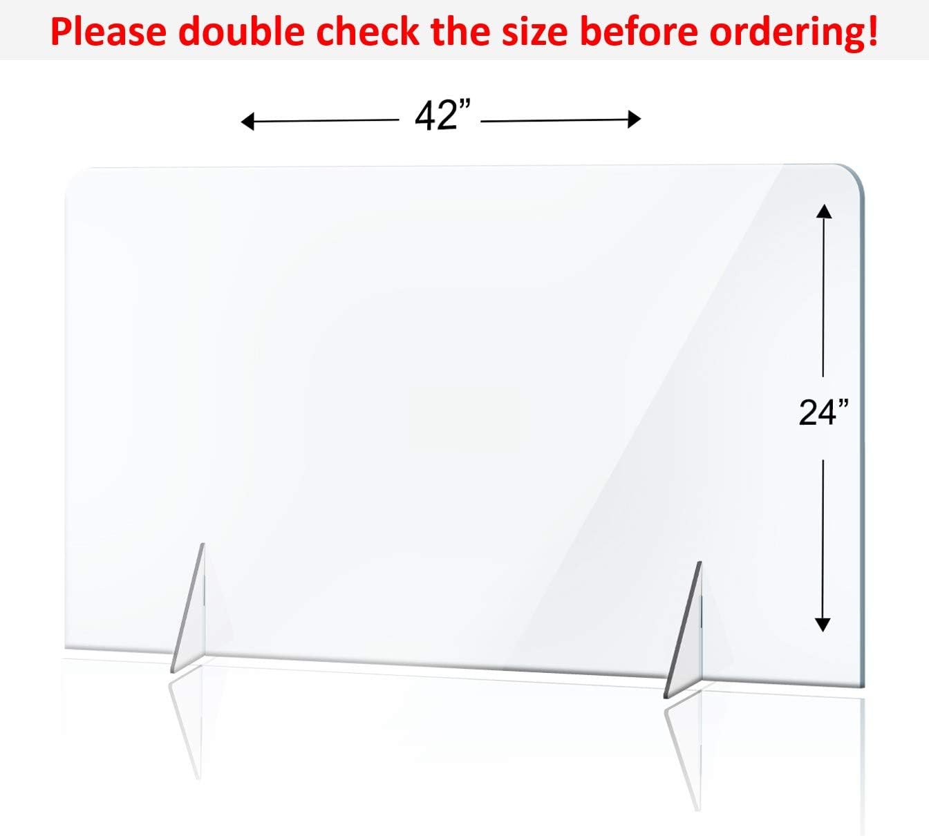 Review Product No Opening Sneeze Guard Panel for Counter and Desk, No Cutout Protective Plexiglass Shield, No Hole for Business, Office, School (42W x 24H)