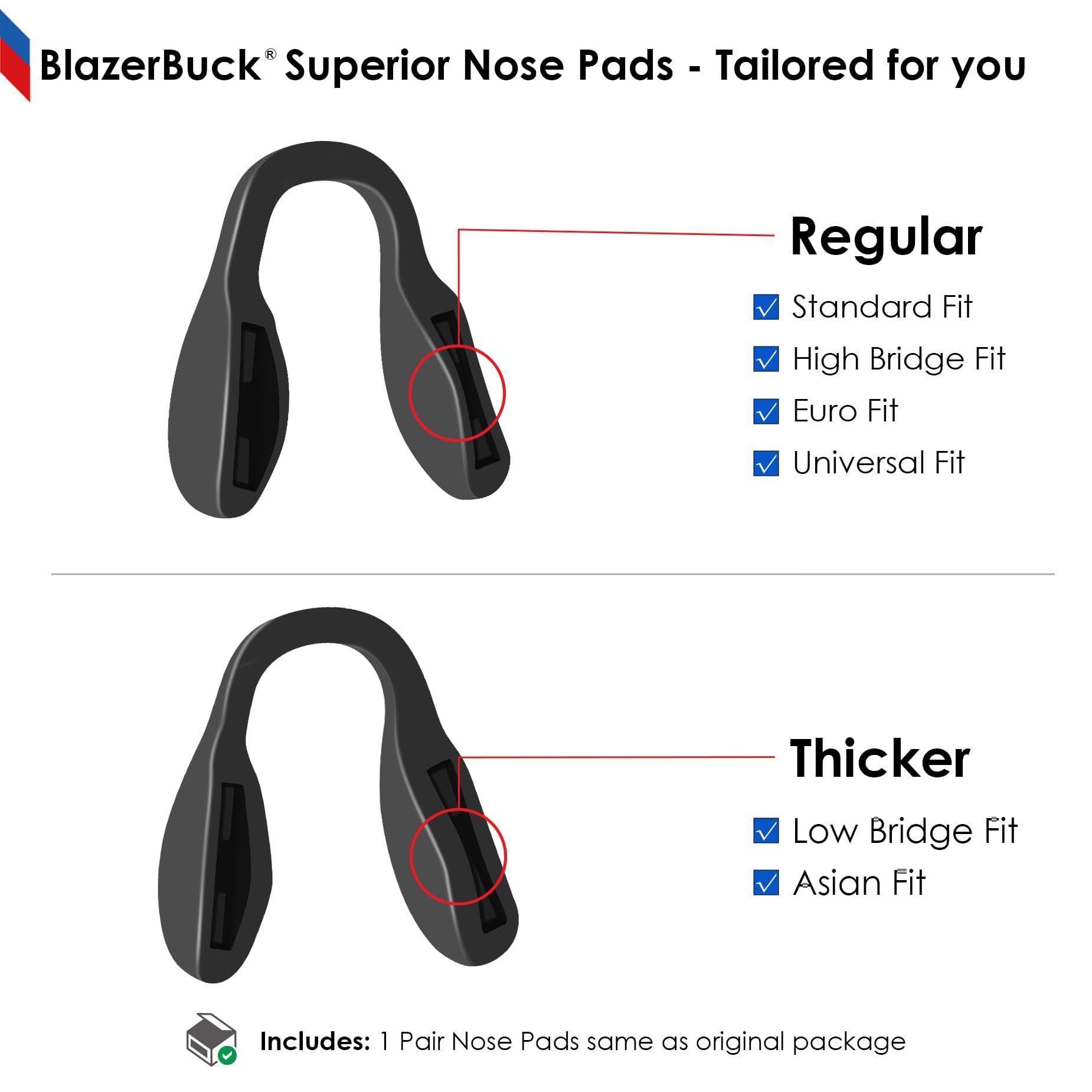 BlazerBuck Zamienne noski do okularów przeciwsłonecznych Oakley Crossrange OO9361