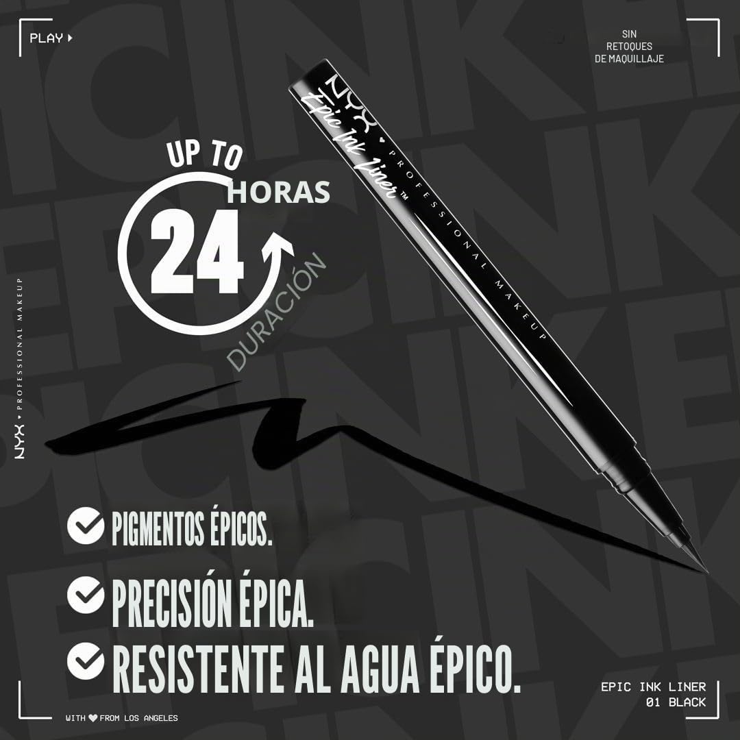 NYX Professional Makeup Epic Ink Liner Delineador de Ojos Negro Resistente al Agua