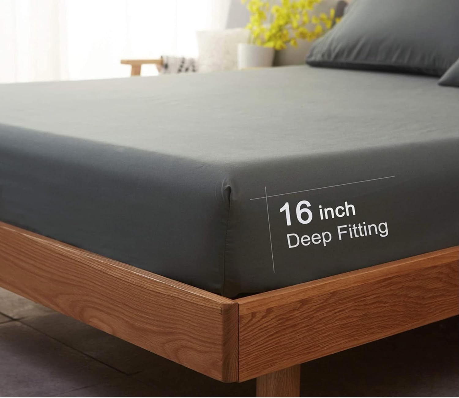 Top Split King Flex Head Sheet Set for Sleep Number Mattress Fits Deep Pocket Bed 1800 Thread Count Super Soft and Cool 4 Piece Set with Pillowcases 34-36" Split top (Gray)