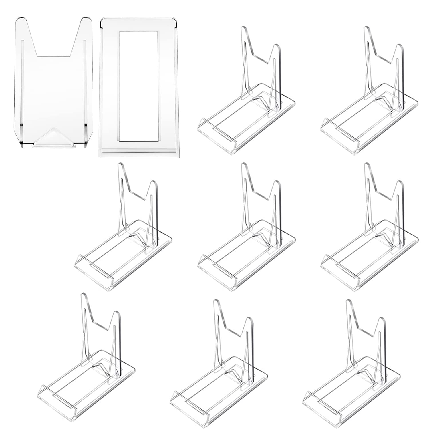 JZSAcrylic Plate Stands Plastic Display Holders Picture Plate Holders Clear Business Card Holder Stands to Display Pictures or Plate for Home Office Supplies Festival Party Decoration 10Pcs
