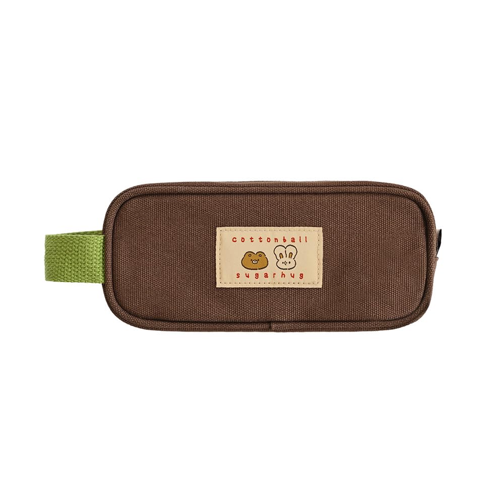 Monolike Unmatched Friends Butter Pencil Case, Brown - Structured Square Desk Organizer, Large Capacity Aesthetic Stationery Pouch &amp; Makeup Brush Bag