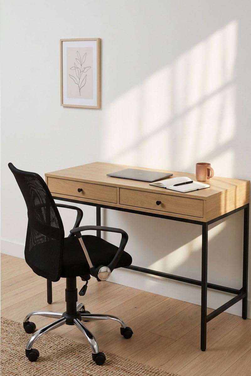 Regalos Miguel - Escritorio Industrial Minimalista - Studim - 110 cm x 48 cm x 76 cm - 2 Cajones - Ergonómico - Estudio, Trabajo, Creación