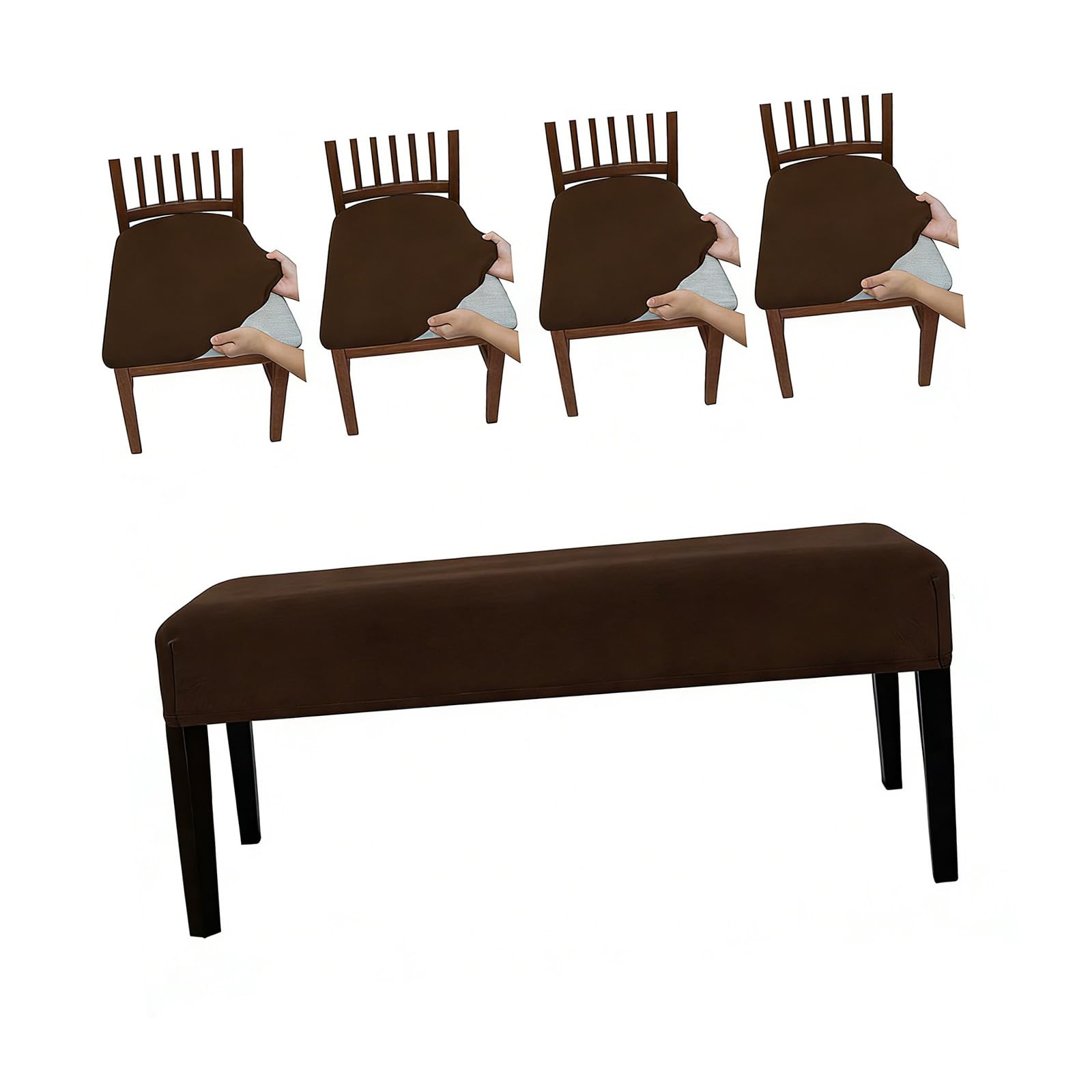 Tsophreniq Benches Cover with Elastic Rope for Various Stool Legs Spill Resistant Polyester Fabric Benches Cover Set