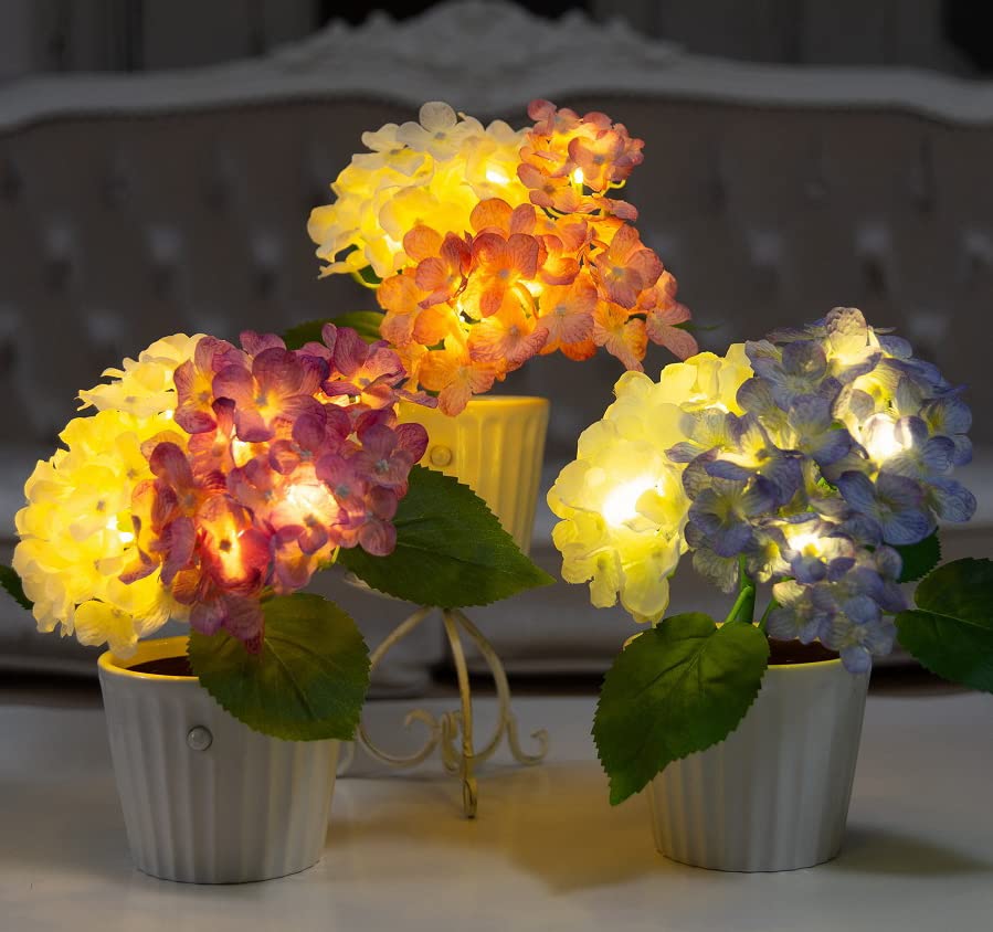 Amazon | 人感センサー機能付き LEDライトフラワー 紫陽花アレンジ 藤