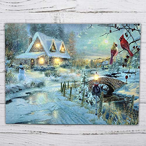 Banberry Designs 2571 Lighted Cottage Along A Stream Christmas Scene thumb #5