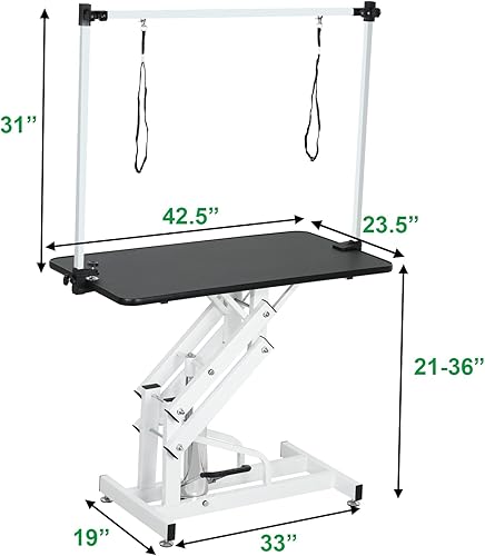 Miniatura 2 de Afqxf Mesa hidráulica de aseo para perros pequeños, medianos y grandes, mesa de aseo para mascotas con brazo superior ajustable y soga, altura