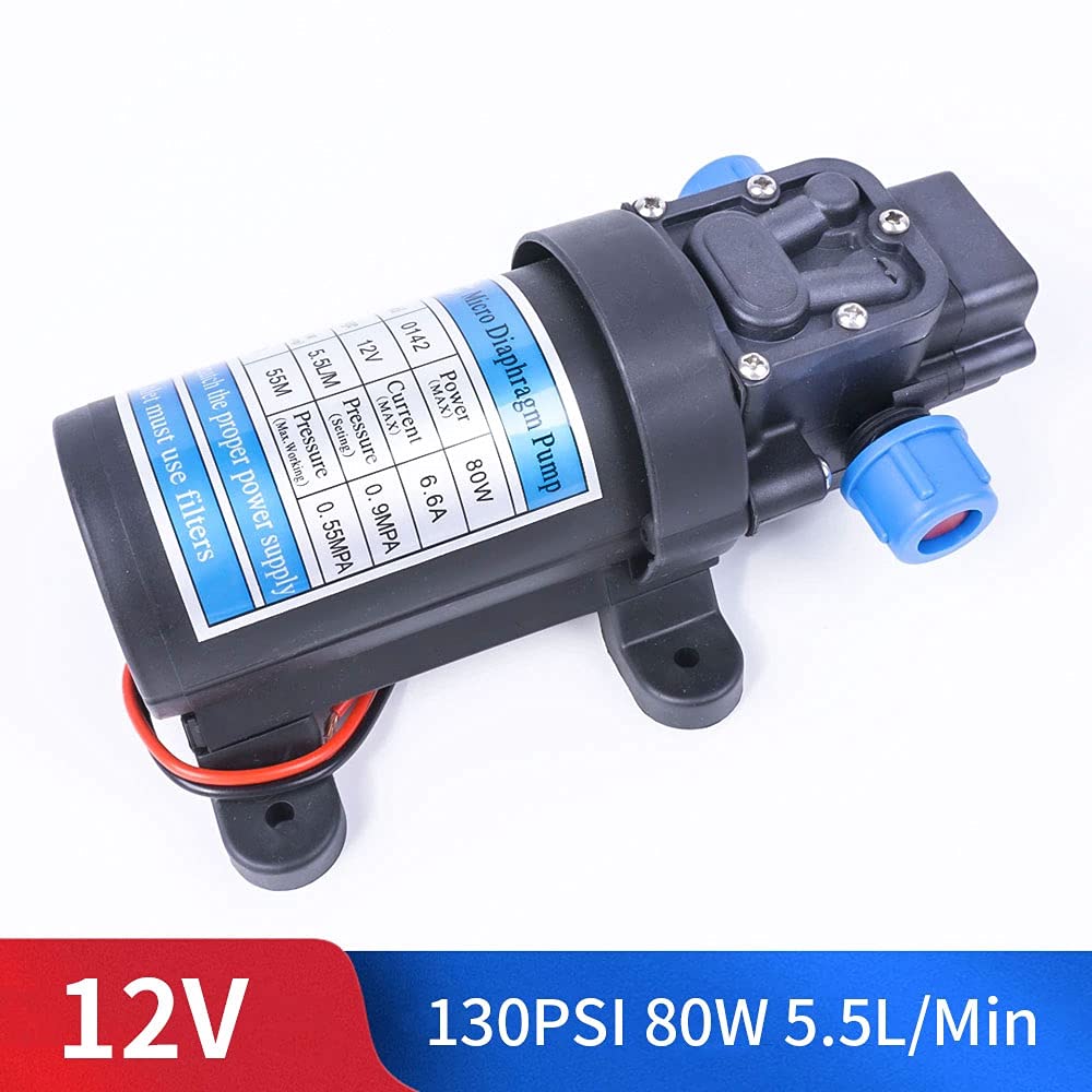 Pompy wodne, części i akcesoria wysokociśnieniowa membranowa pompa wodna, automatyczny przełącznik, DC 12 V, 80 W, 130 PSI, 5,5 l/min, elektryczna pompa wodna (Return Valve typ A)