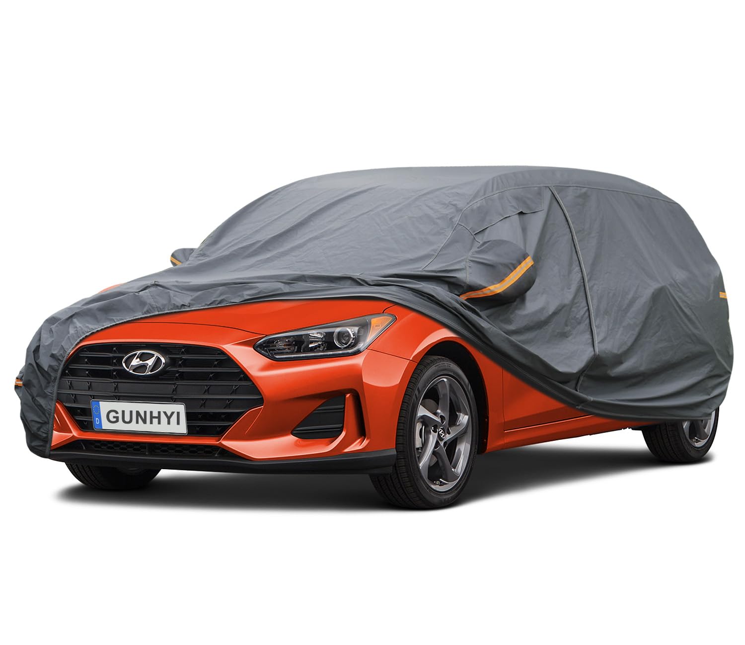 GUNHYI Premium Car Cover Custom Fit Hyundai Veloster, 16 Layers Heavy Duty Car Cover Waterproof All Weather with Zipper Door for Sun Rain Snow Dust Uv Protection