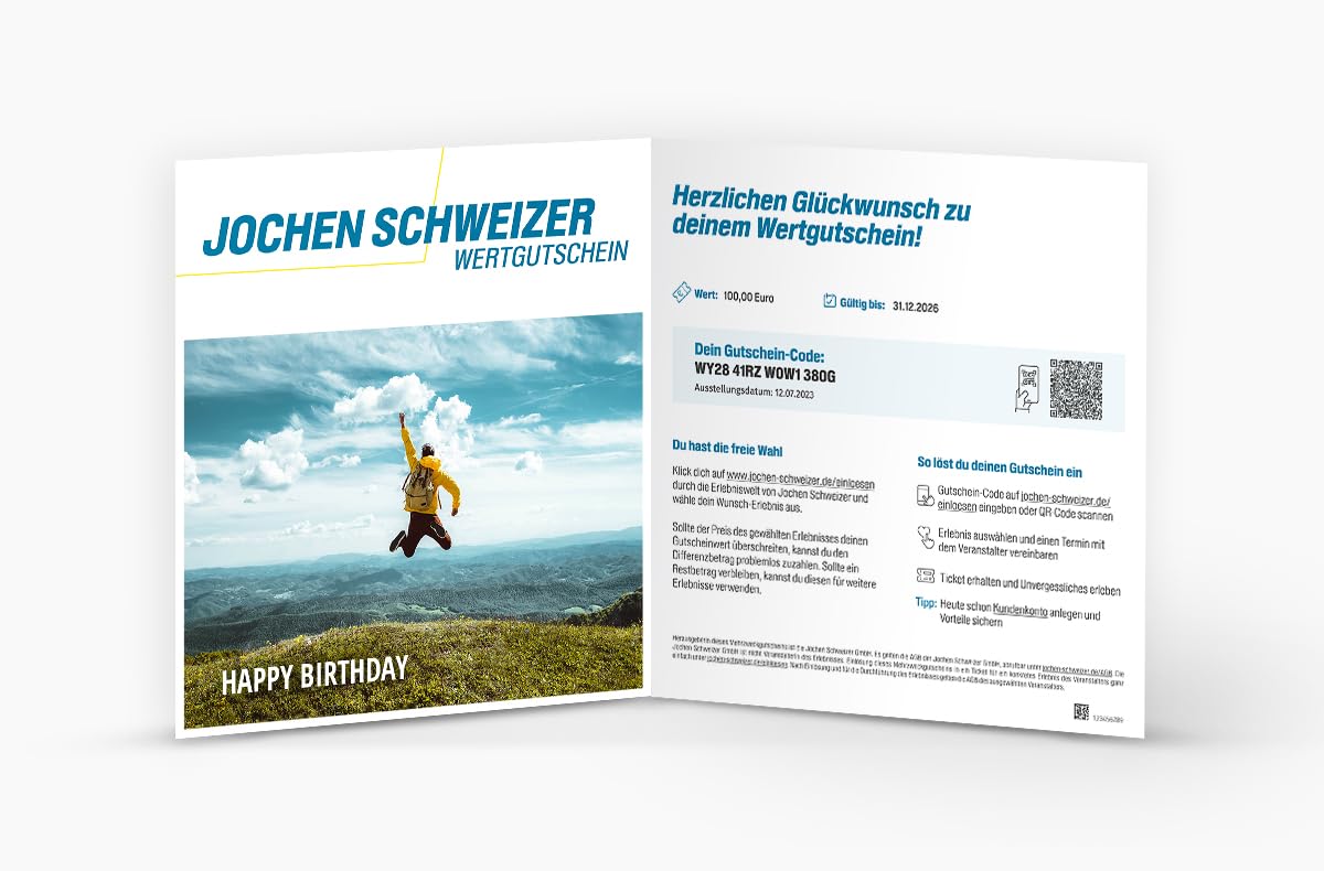JOCHEN SCHWEIZER Wertgutschein Geburtstag