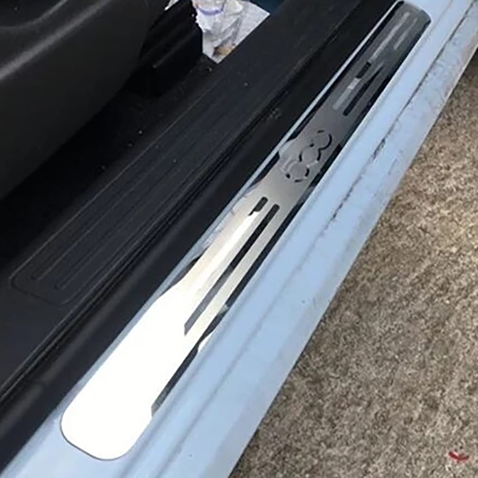 EAGLEG 2 Pezzi Acciaio Inox Battitacco per Auto Sticker, per Fi-at 500 500C, Esterno Battitacco Protezione Plates Anti-Graffio Scuff Adesivi Decorativi Accessori,Silver