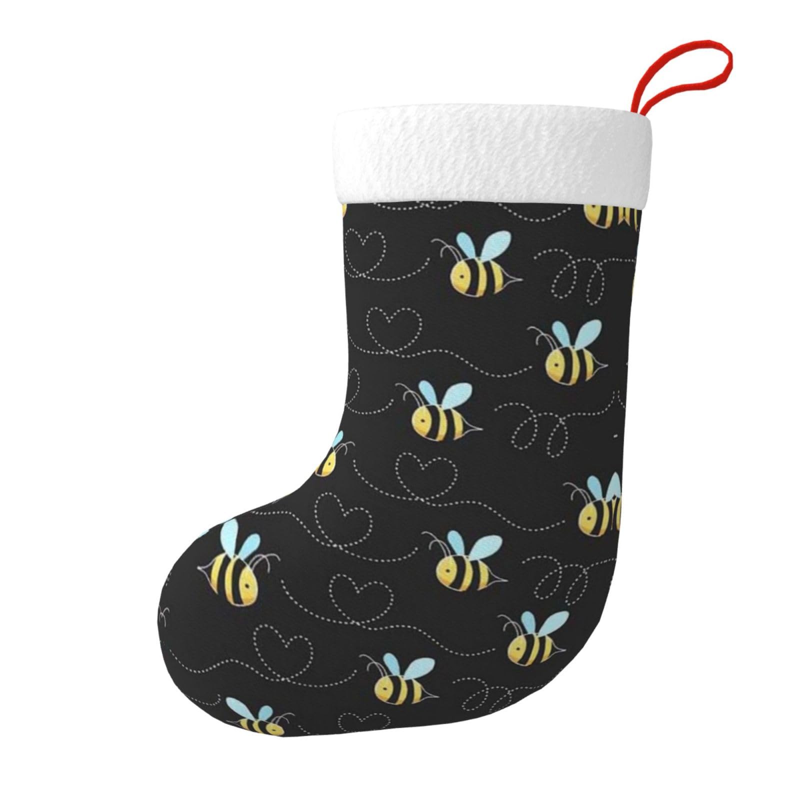 WURTON Bumble Bees Print Christmas Stockings, Personalized Gifts for Xmas New Year Stockings Tree Decor,
