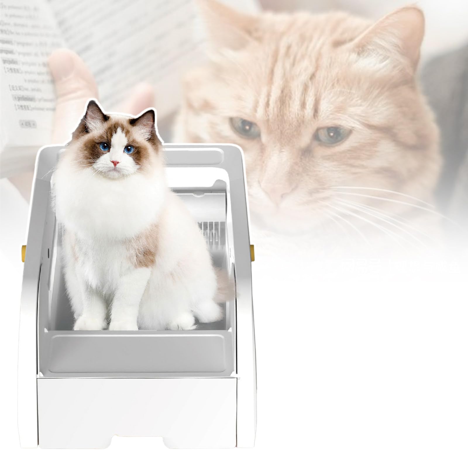 Elektrische Selbstreinigende Katzentoilette Katzentoilette, Automatische Roboter-Katzentoilette, Mit App-Steuerung/Oben Offen/LadegeräT/MüLlbeutel/Kamera/GeräUscharmer Betrieb