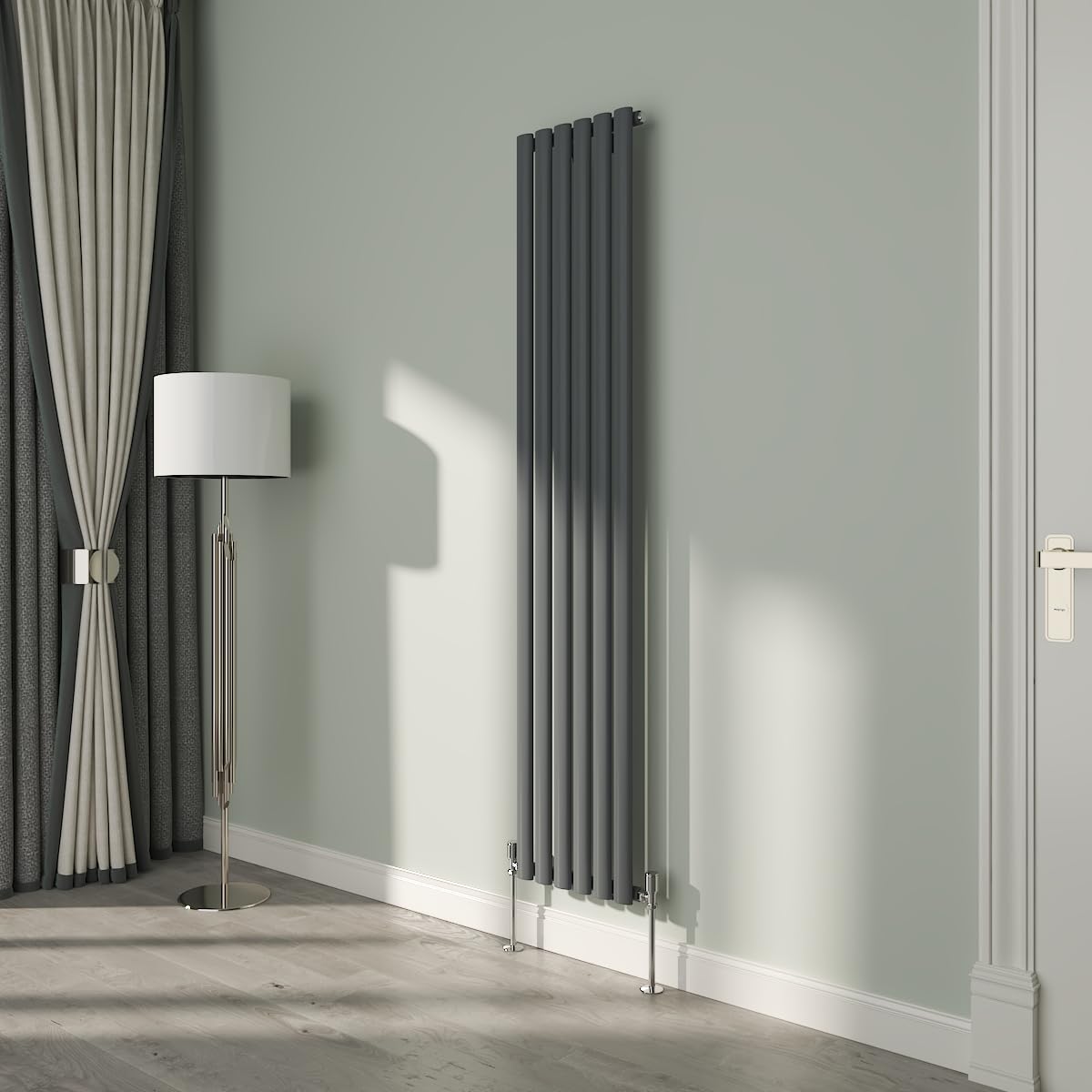 NRG 1800x354mm Oval Column Radiator Single Panel Anthracite