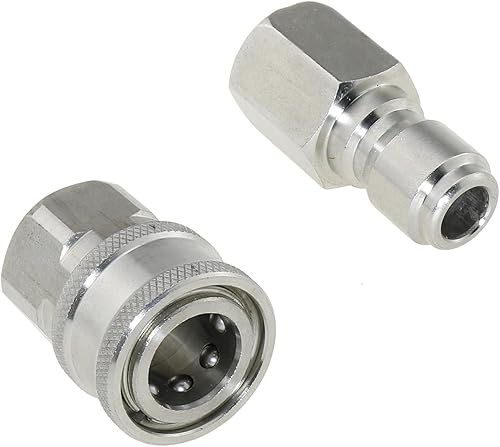 Miniatura 1 de ZZHXSM Adaptadores de lavadora de alta presión de acero inoxidable Conexión rápida Lavadora de alta presión Juego de adaptadores de manguera macho y