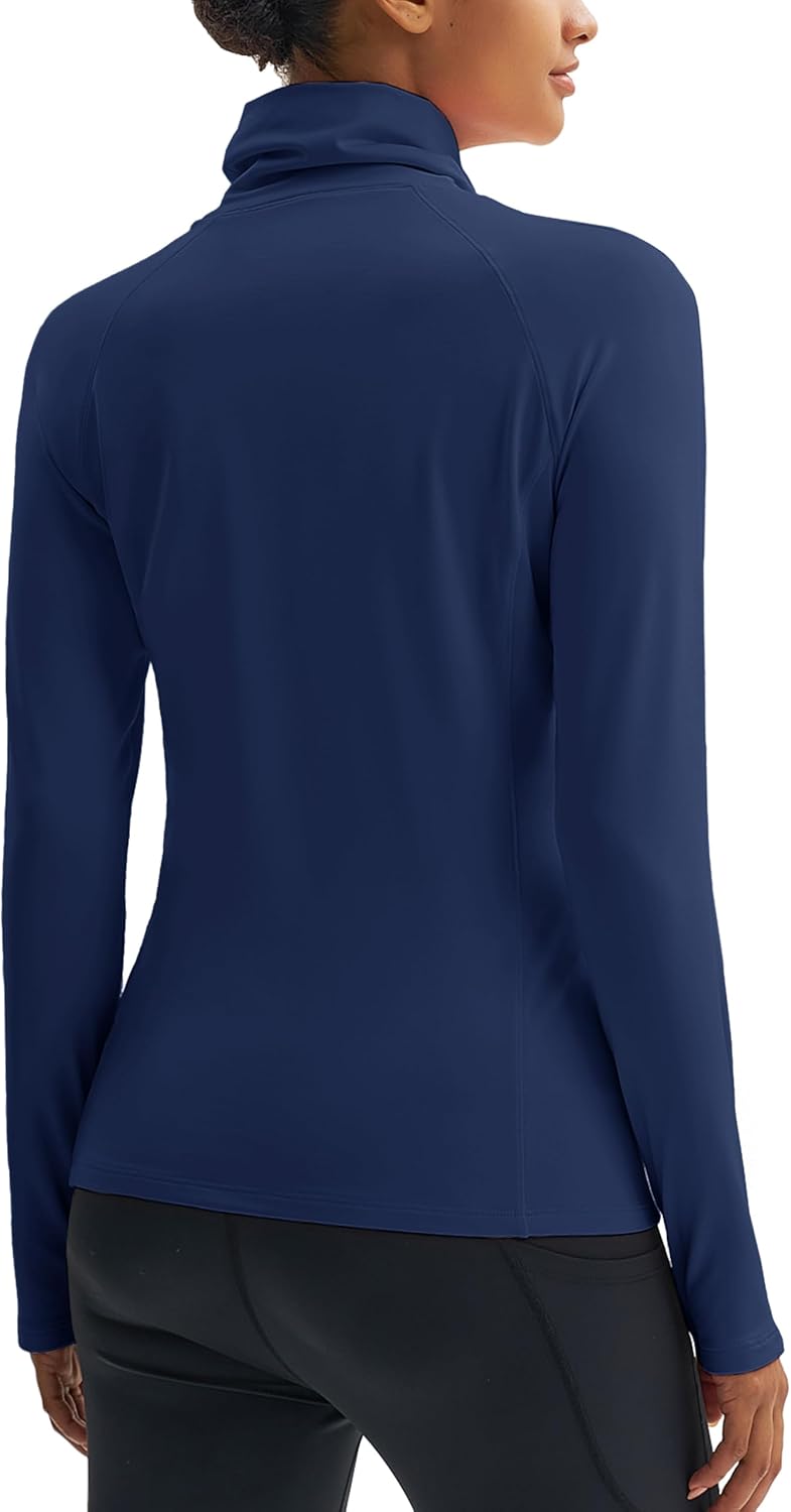 MAGCOMSEN Women's Thermal Shirts Mock Turtleneck Long Sleeve Undershirt Fleece Base Layer Top with Thumb Holes - Image 2