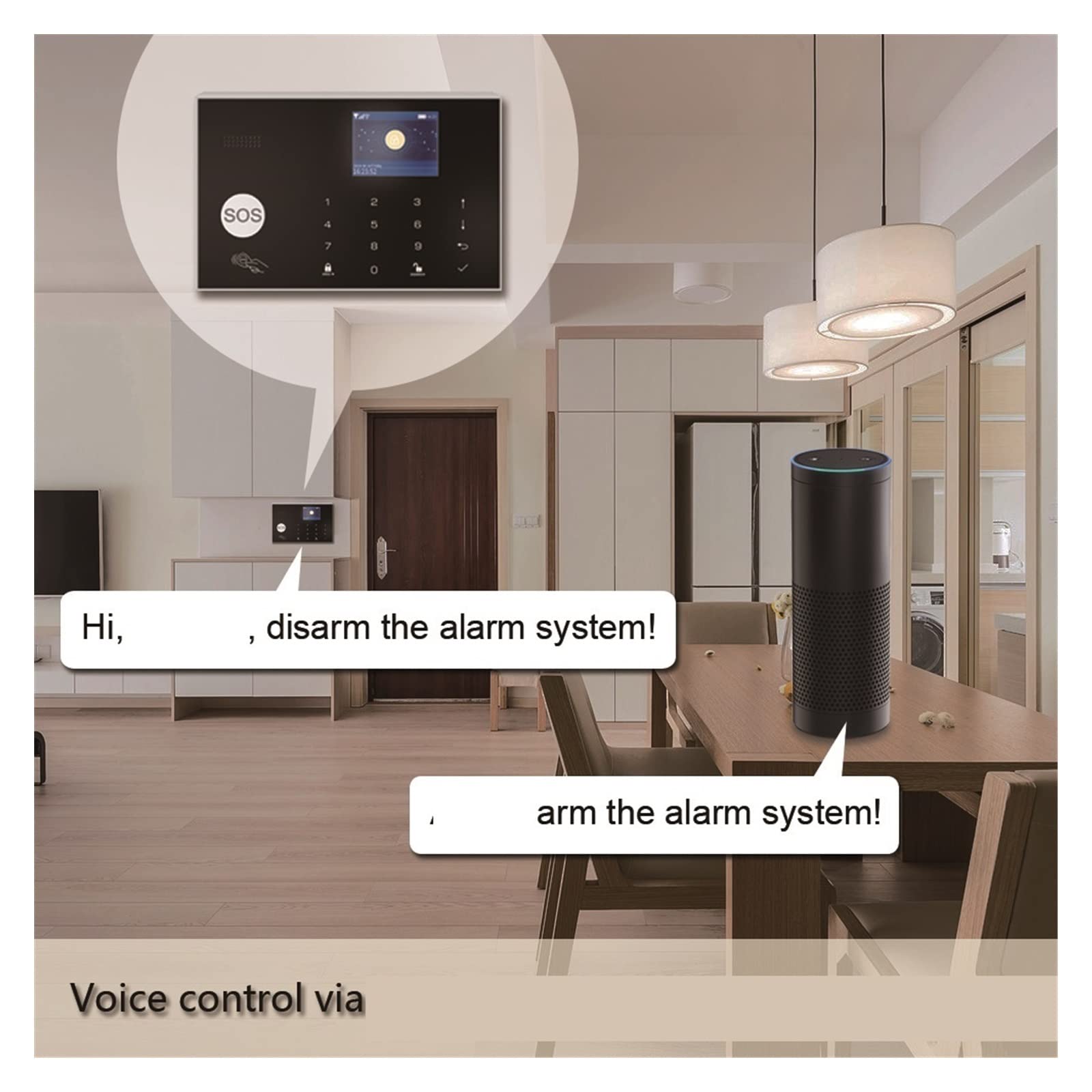 G30 Tuya WiFi GSM Système d'alarme de sécurité Domestique Le kit d'alarme de cambrioleur sans Fil Fonctionne avec Appliquer Télécommande,SystèMe Domotique Multifonctionnel(YK-002-GSM-G30-C)