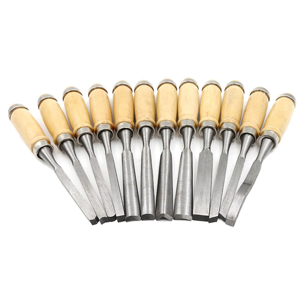 Set Scalpelli Legno per Carpentieri, 12 Pezzi, Manico Legno e Metallo | Strumenti per Intagliare Legno, Borsa Portaoggetti, Design Compatto Portatile, per Falegnameria