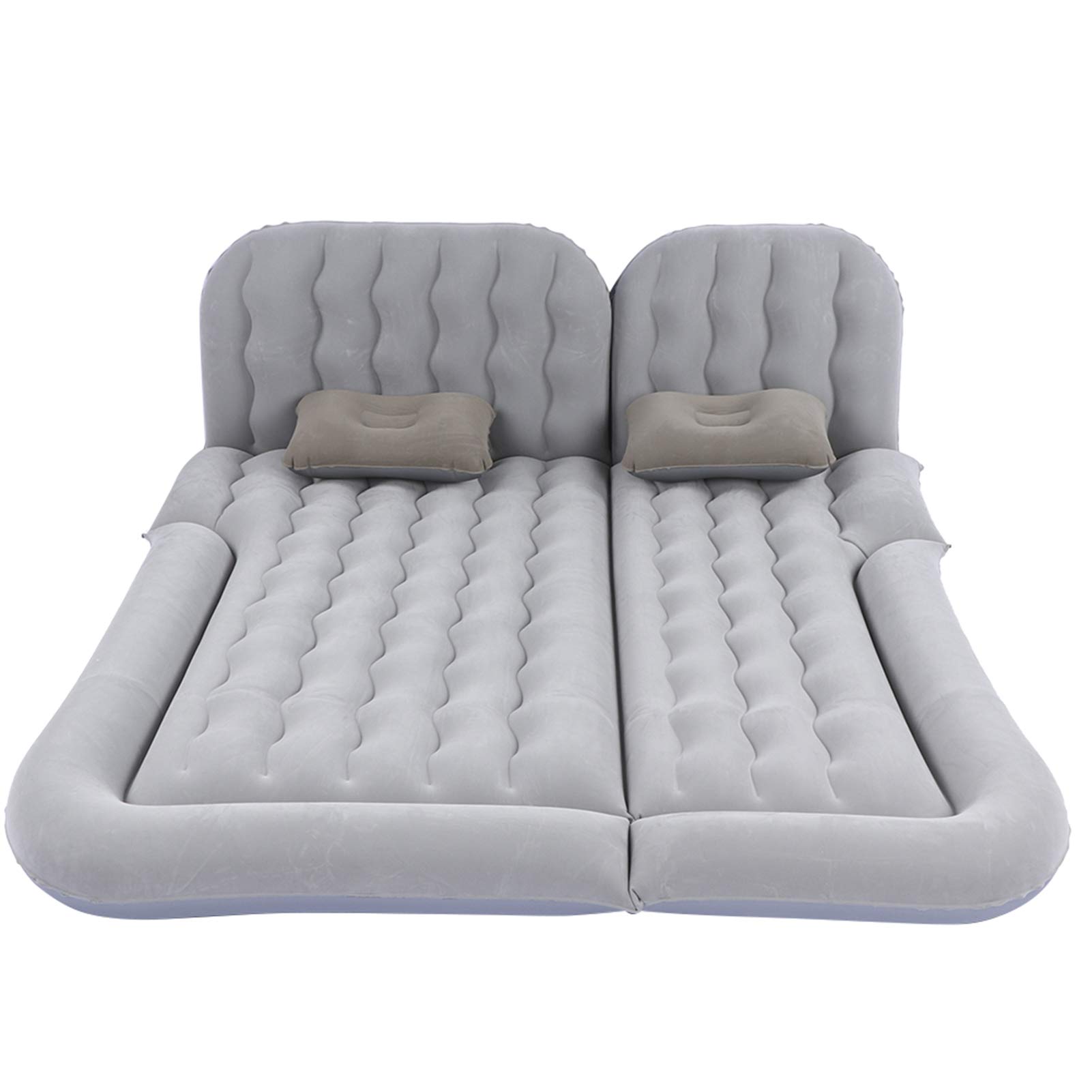 Nadmuchiwany Materac Samochodowy z pompką, Premium Flocking PVC, Miękki Oddychanie, do Podróży i Biwakowania (GREY)