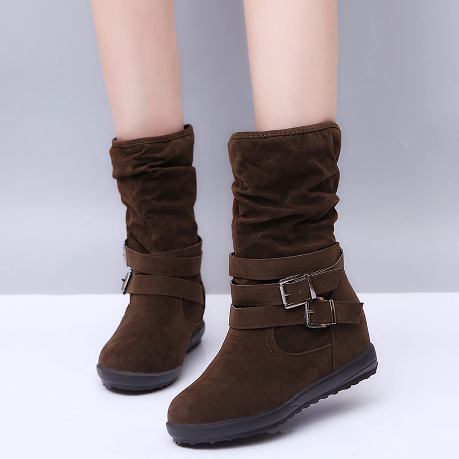 Chaud Moyen Rond Couleur Chaussons Boucle Plat rétro Garder Femmes Orteil Solide Chaussures Sangle Neige Femmes Bottes Bottes Et Bottines Homme Bottes Lacets Devant