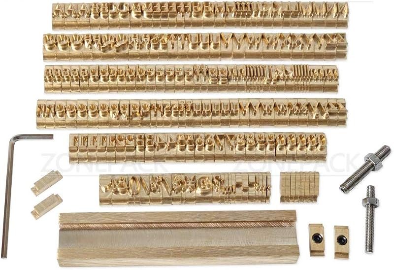 ZONEPACK184 PCS Juego de letras de latón YaHei para máquina de estampación en caliente