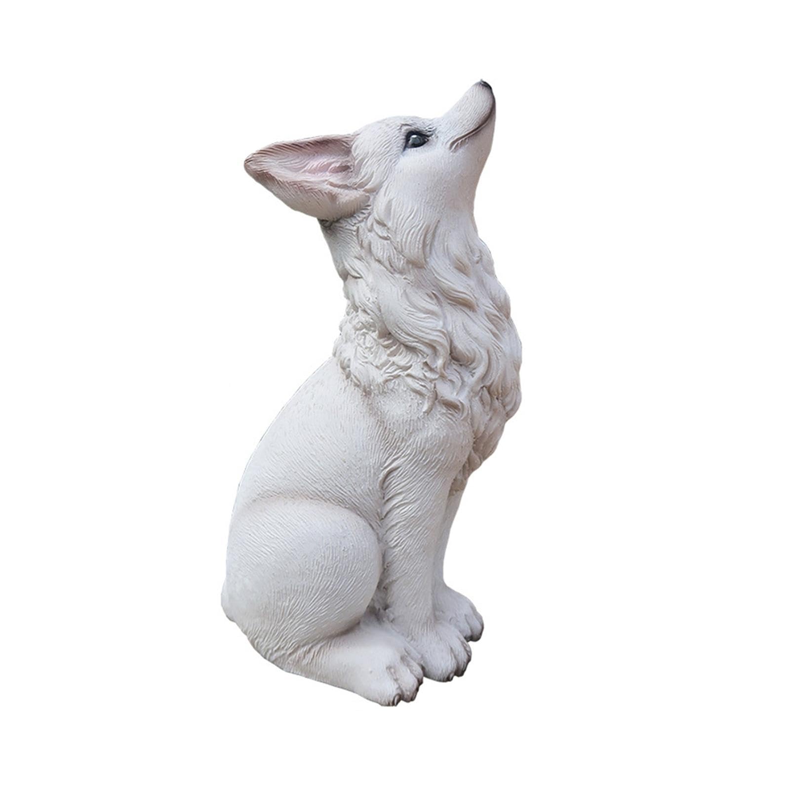Figurine d'animal de forêt miniature blanche statue résine extérieur pour jardin et patio