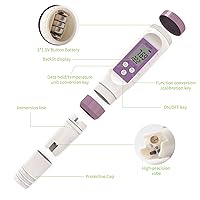 Vista 2 de Medidor de pH inteligente Bluetooth con ATC, 7 en 1 PH/TDS/EC/ORP/S.G/Salinidad/Medidor de temperatura, 0.01 resolución de alta precisión de calidad