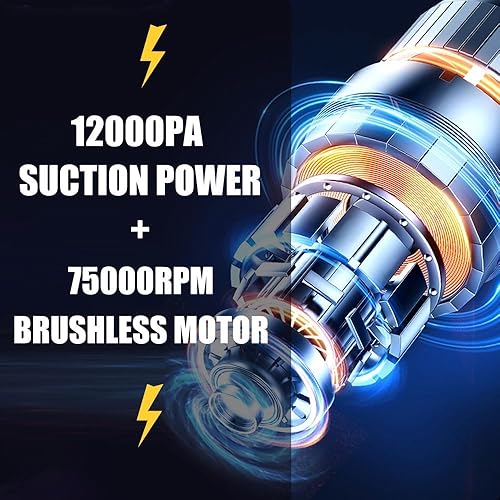 Miniatura 6 de Aspiradora de mano recargable inalámbrica, multifuncional portátil para automóvil, 12000 PA, mini aspiradora para automóvil, hogar, mascota, oficina