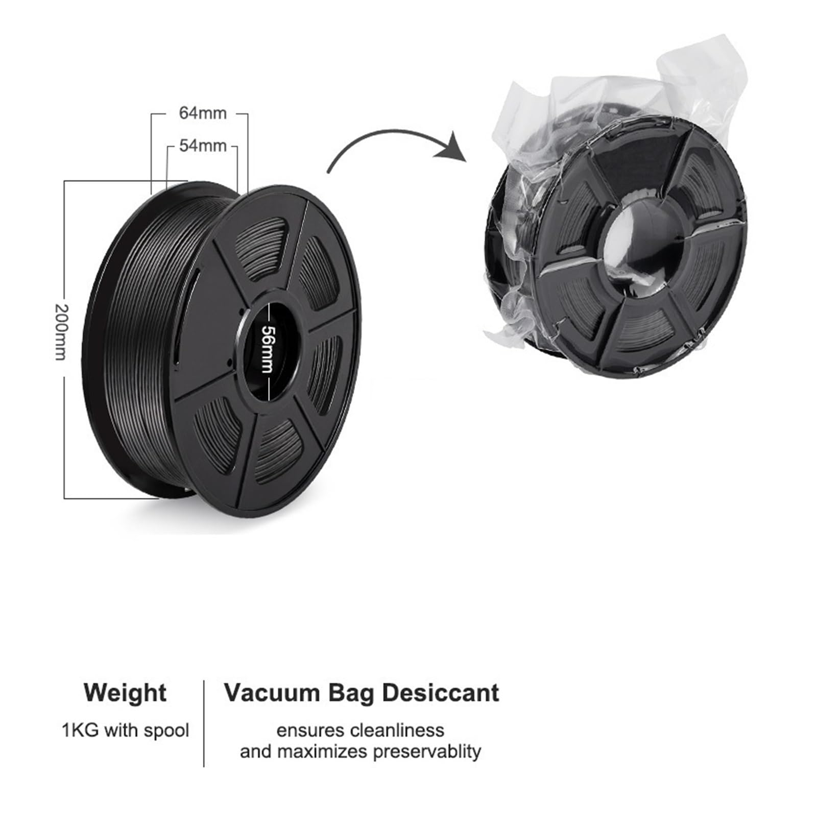 3D-Drucker-Filament PLA-Carbonfaser-Filament 1,75 mm 1 kg for 3D-Drucker, hohe Festigkeit, hohes Modul, hohe Steifigkeit, niedrige Dichte